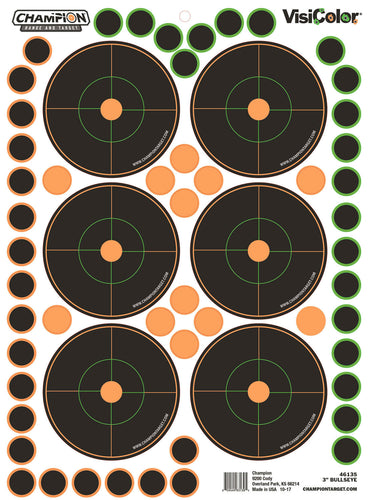 Champion Targets 46135 VisiColor  Self-Adhesive Paper 3 Bullseye 5 Per Pack w/150 Pasters