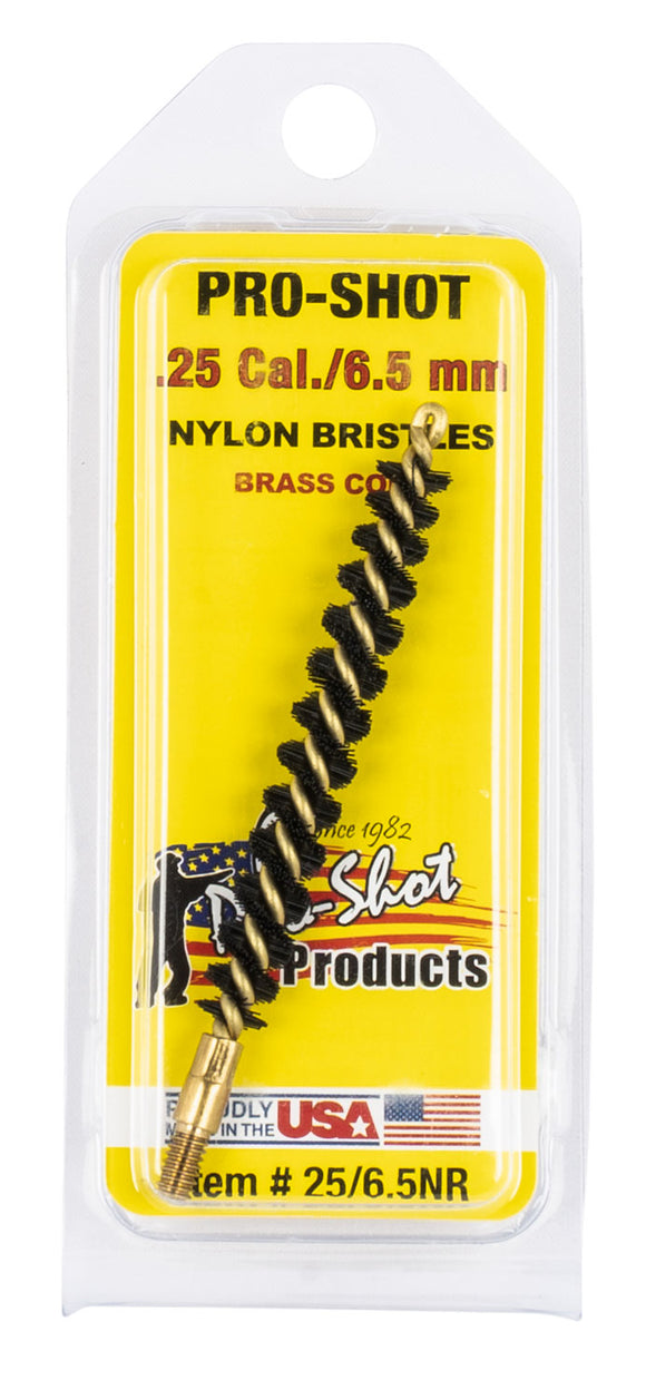 Pro-Shot 25/6.5NR Rifle Bore Brush  .25 Cal/6.5mm Brass Core Nylon Bristle