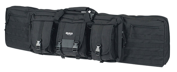 RUKX GEAR ATICT42DGB Tactical Double Gun Case Black 600D Polyester 42