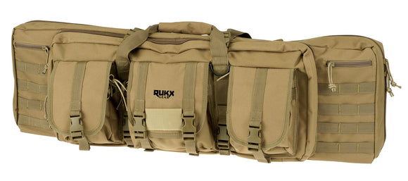 RUKX GEAR ATICT42DBT Tactical Double Gun Case Tan 600D Polyester 42