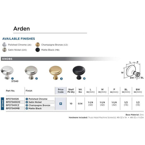 Amerock BP3734026 Arden Collection Knob
