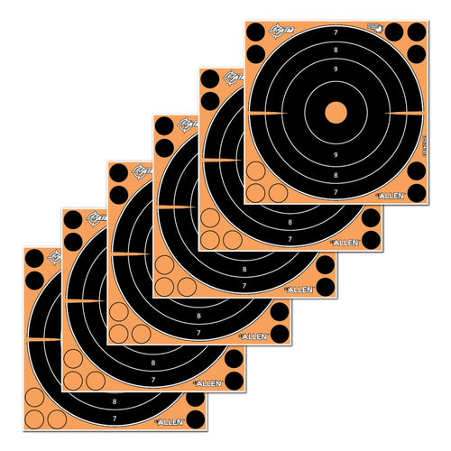 Allen 15316 EZ Aim Splash Self-Adhesive Paper 8 x 8 Bullseye Orange Target Paper w/Black Target 6 Per Pack