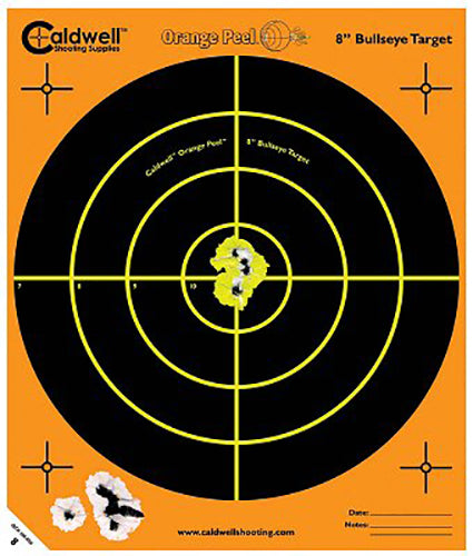 Caldwell 120556 Orange Peel  Self-Adhesive Paper 12 Bullseye Orange Target Paper w/Black Target 5 Per Pack