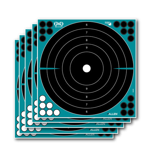 Girls With Guns 15279 Splash  Self-Adhesive Paper 12 x 12 Bullseye Black Target w/Turquoise Background 5 Per Pack