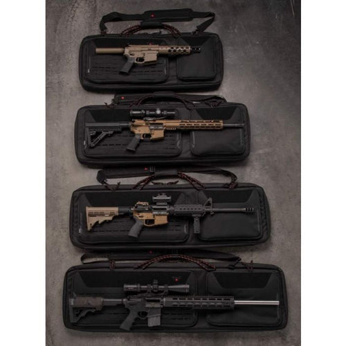 Tac-Six 38 Lockable Squad Tactical Gun Case, Laser Cut Molle Front, Black