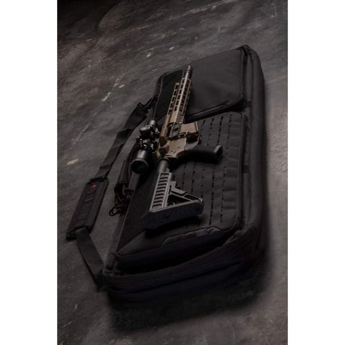 Tac-Six 38 Lockable Squad Tactical Gun Case, Laser Cut Molle Front, Black
