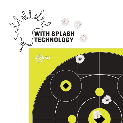 Allen Company EZ Aim Splash Reactive Shooting Targets – 12.5 x 12.5 Inch Paper Sight-In Target with Bullseye, 8 Aiming Points & Grid Pattern – High Visibility, 12 Pack