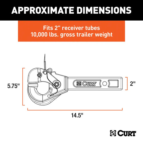 Curt Receiver-Mount Pintle Hook (2 Shank, 10,000 lbs., 2-1/2 Lunette Rings) #48005